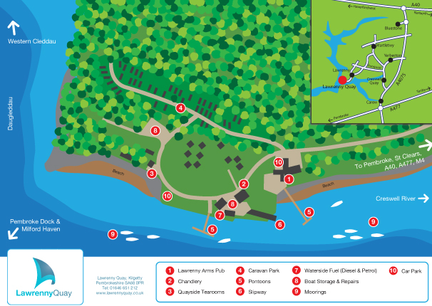 Map showing Lawrenny Quay